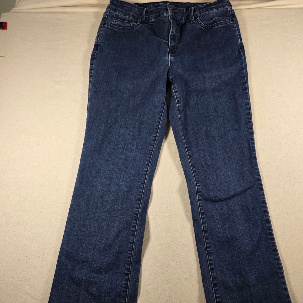 NYDJ Marilyn Straight Leg Jeans Dark Wash  Denim Womens 12 Coolmax Stretch H503